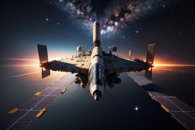 Kosmisch ruimtestation Space Shuttle Probe Space Vehicle Technologie Behang achtergrond