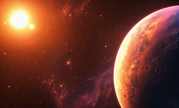Kosmische botsingsplaneet ontmoet de zon in een hemels ballet