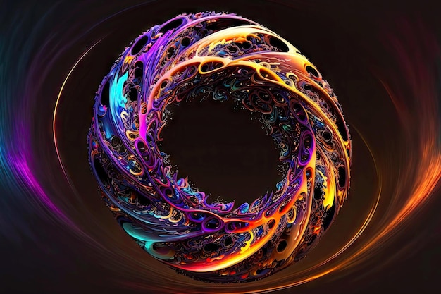 Kosmische gloed in de vorm van een veelkleurige ring als d render abstracte geometrische achtergrond generatieve ai