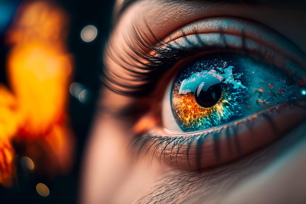 Kosmische menselijke ogen van dichtbij Generatieve AI