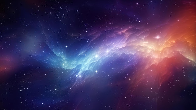 Kosmische symfonie onthult op de achtergrond met abstracte sterren lijnen en kleuren die de ruimte vullen met