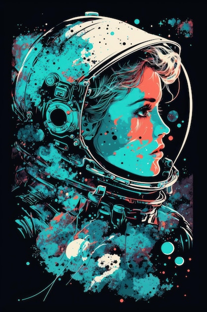 Kosmonaut in pop-artstijl Mooi illustratiebeeld Generatieve AI