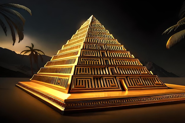 kostbare magnifieke gouden piramide gouden gesneden ornamenten patroon piramide