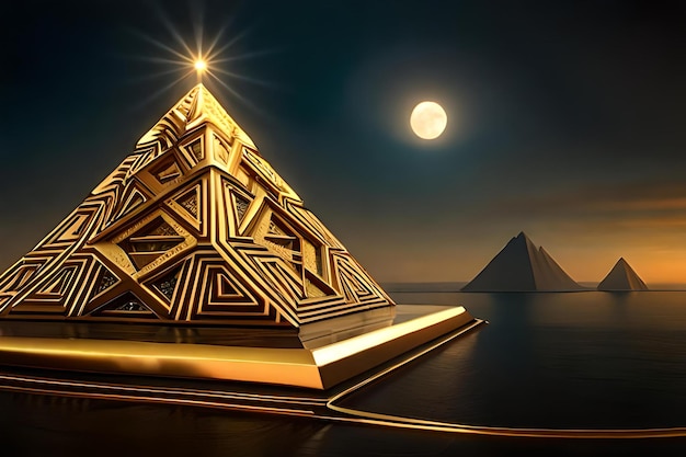 kostbare magnifieke gouden piramide gouden gesneden ornamenten patroon piramide