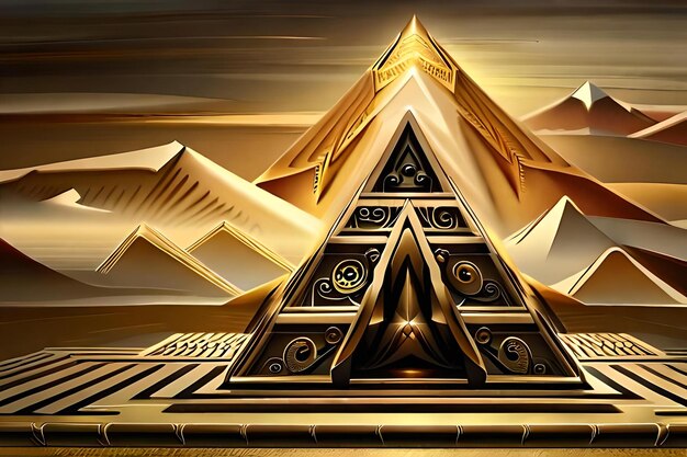 kostbare magnifieke gouden piramide gouden gesneden ornamenten patroon piramide