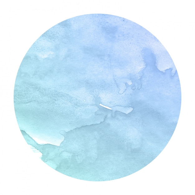 Koud blauw hand getekend aquarel in circulaire frame