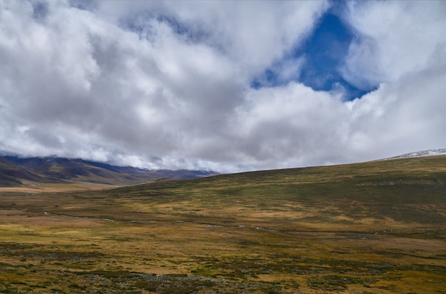 Koud de herfstlandschap in Siberië, het begin van de winter