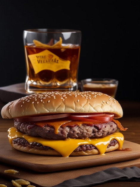 Koud drankje met smakelijke burger