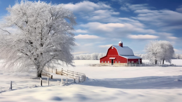 Koude boerderijwinter