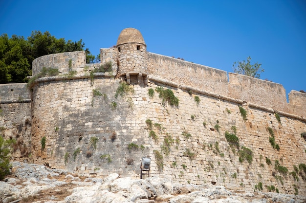 Koules Venetian Fortress at old Heraklion port Crete island destination Greece blue sky background