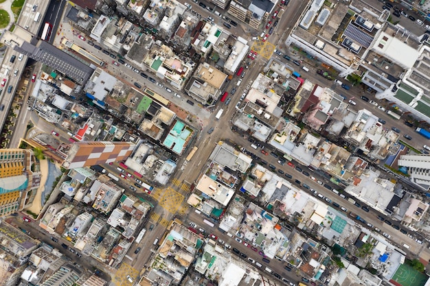 Kowloon city, hong kong 03 april 2019: top view of hong kong\
residential city