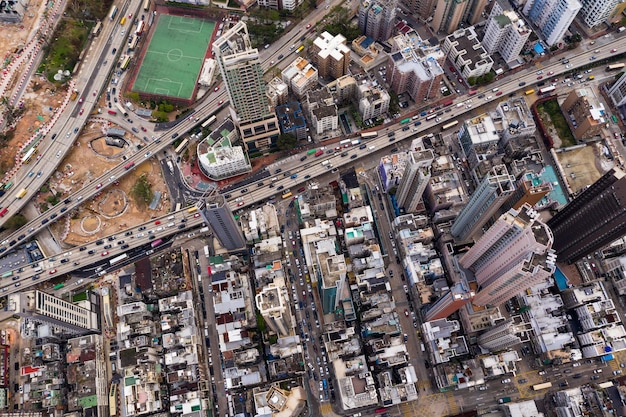 Kowloon city, Hong Kong 24 September 2018:- Top view of the building block