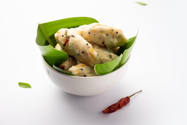 Kozhukatta Pidi is a steamed snack food from kerala rice flour with finger impressions