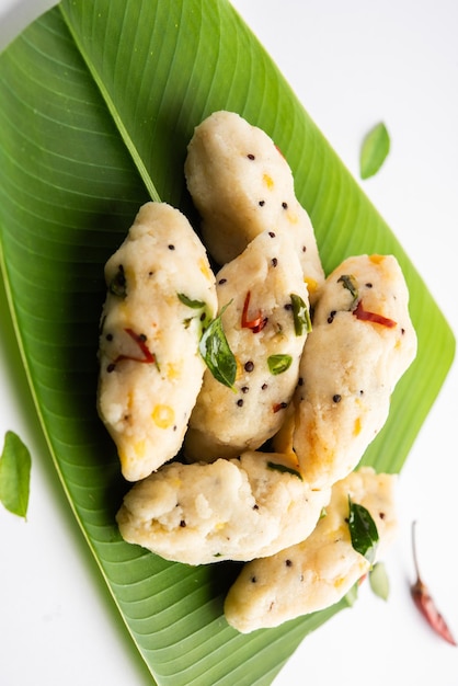 Kozhukatta Pidi is a steamed snack food from kerala rice flour with finger impressions