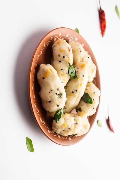 Kozhukatta Pidi is a steamed snack food from kerala rice flour with finger impressions