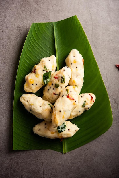 Kozhukatta Pidi is a steamed snack food from kerala rice flour with finger impressions