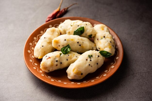 Kozhukatta Pidi is a steamed snack food from kerala rice flour with finger impressions