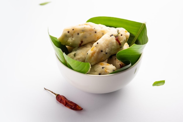 Kozhukatta Pidi is a steamed snack food from kerala rice flour with finger impressions