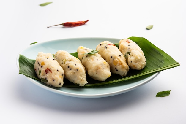 Kozhukatta Pidi is a steamed snack food from kerala rice flour with finger impressions