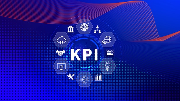 kpi key performance indicator concept management data system kpi connected database follow earnings operations and sales data financial business data analytics graph dashboard