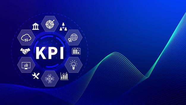 kpi key performance indicator concept management data system kpi connected database follow earnings operations and sales data financial business data analytics graph dashboard
