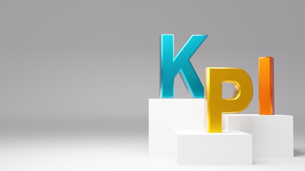 Foto kpi key performance indicators business on cubes rendering 3d