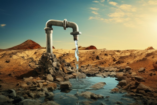 Foto kraanwater in de aarde droog