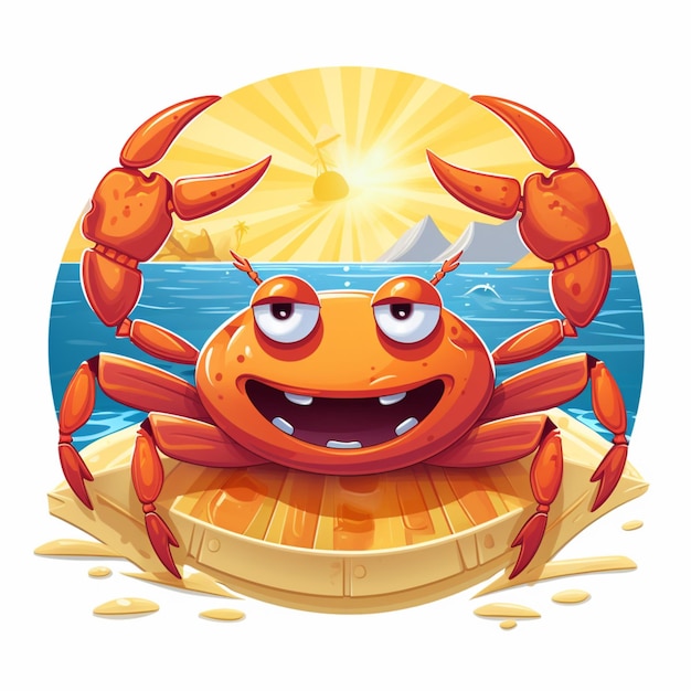 Foto krab en zomer cartoon-logo