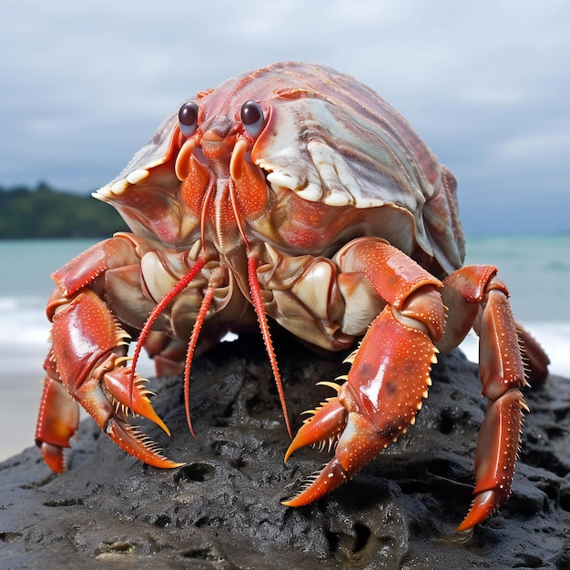 Krab op de rots op het strand van koh samui, thailand