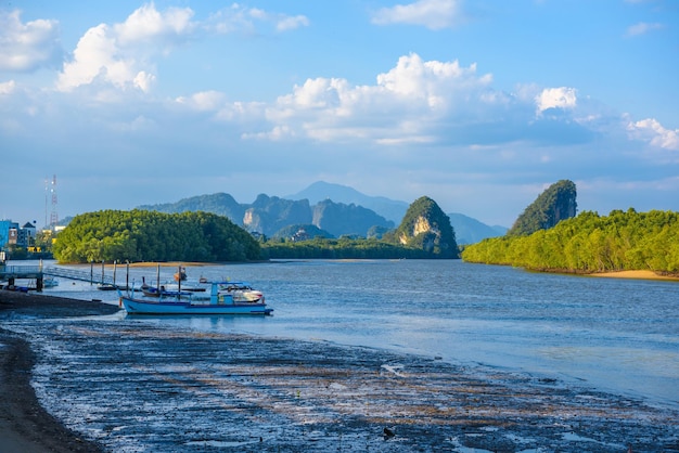 Krabi Town Thailand River gulf Pak Nam Krabi with island and r