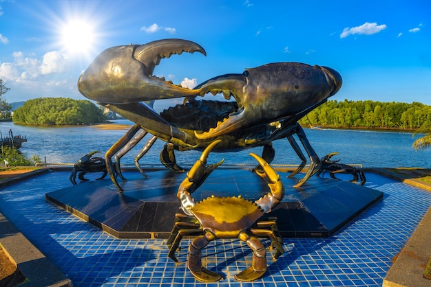 Krabi Town Thailand Statue monument of crabs near the river