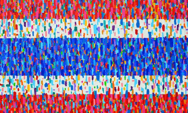 Kracht van mensen in Thailand 2014 Textuurachtergrond en kleurrijk beeld van een origineel abstract schilderij op canvas vlag van Thailand