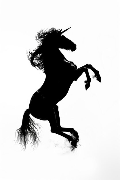 Foto krachtig zwart-wit beeld van een paard dat opgroeit geschikt voor paardensport en dierlijke thema's