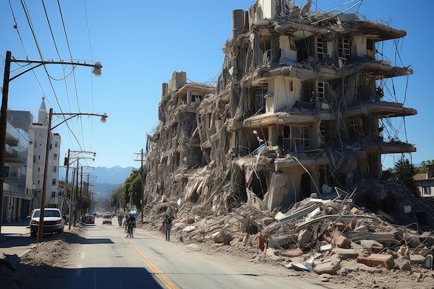 Krachtige aardbeving die de verwoestende impact van seismische krachten op constructies laat zien