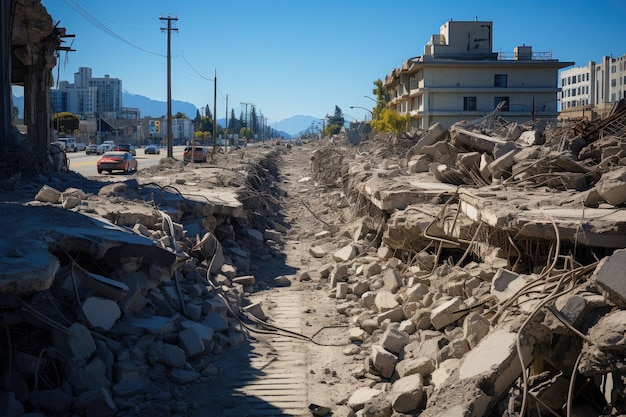 Krachtige aardbeving die de verwoestende impact van seismische krachten op constructies laat zien