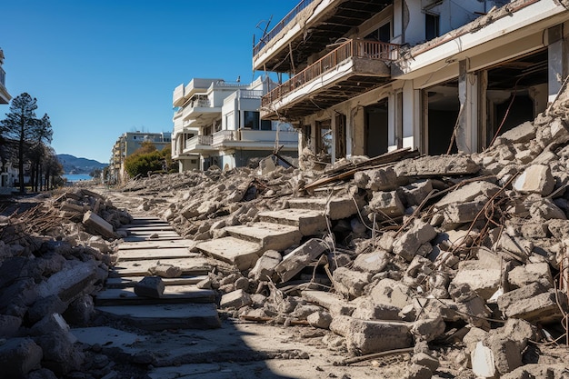 Krachtige aardbeving die de verwoestende impact van seismische krachten op constructies laat zien