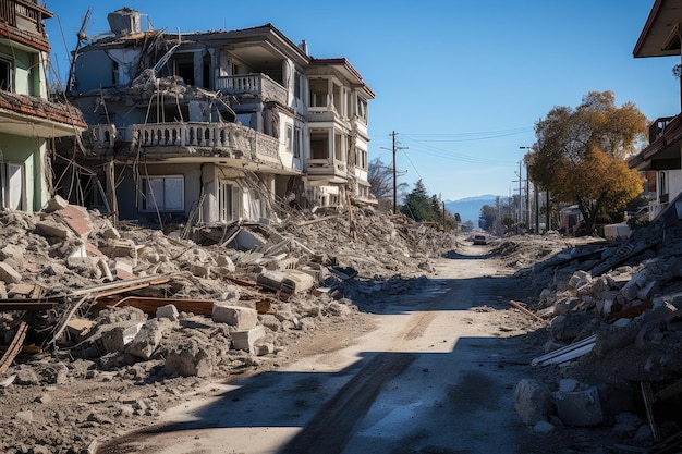 Krachtige aardbeving die de verwoestende impact van seismische krachten op structuren en omgevingen toont