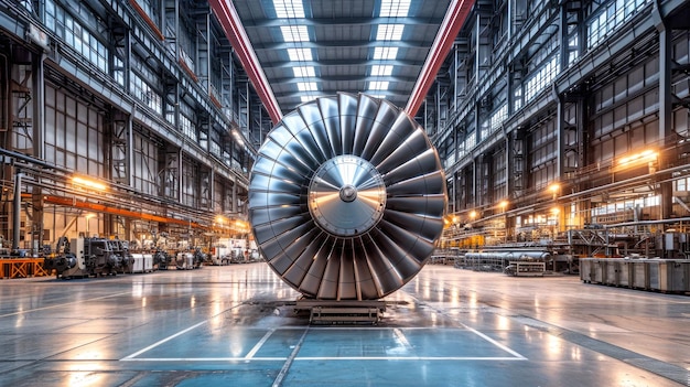 Krachtige turbine in de werkplaats van de fabriek