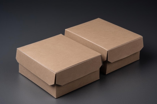 Kraft boxes on a black background