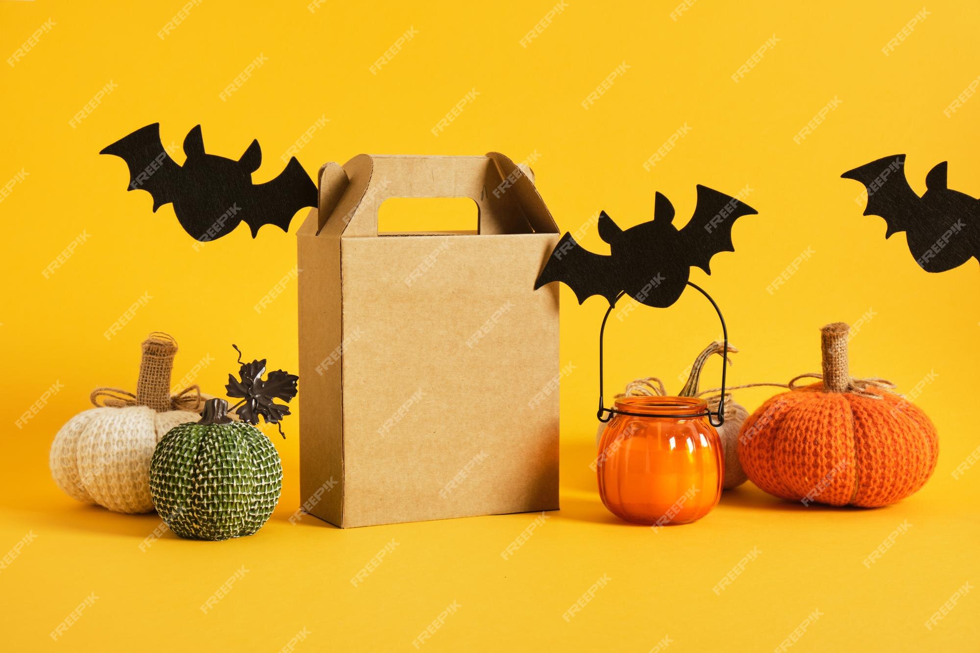Premium Photo Kraft Packaging From Paper Or Cardboard And Halloween premium-photo-kraft-packaging-from-paper-or-cardboard-and-halloween