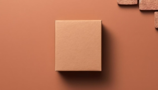 kraft paper brown box product packaging with design space flat lay