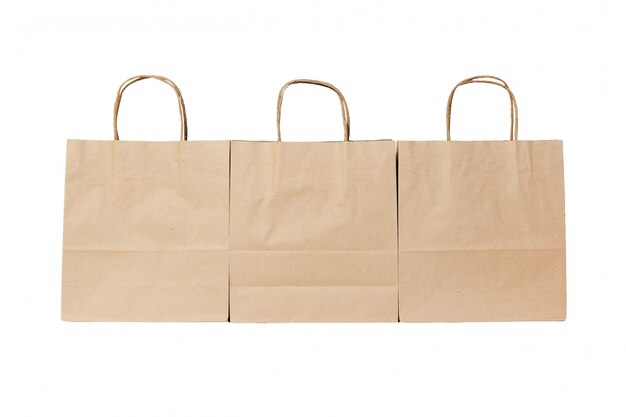 Kraft paper ecologic bag on isolated white 