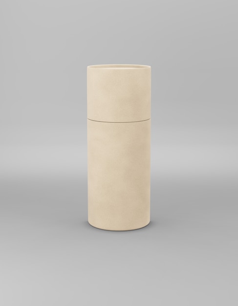 Kraft paper tube on grey background