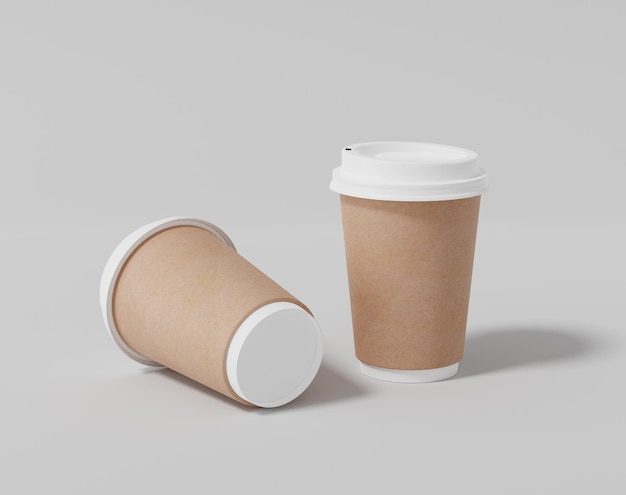 Kraftpapier koffiekopje mockup met deksel Realistisch rond pakket