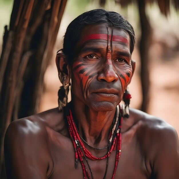 Kraho indigenous in a brazilian tribe in the middle of a tropical forest in Brazil