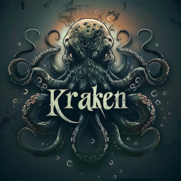 Foto kraken creatura mitica che migliora l'ai generativa del logo del marchio