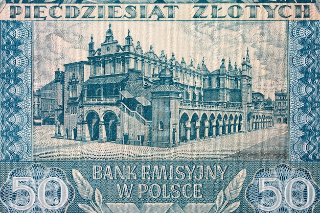 Krakow Cloth Hall from Polish money