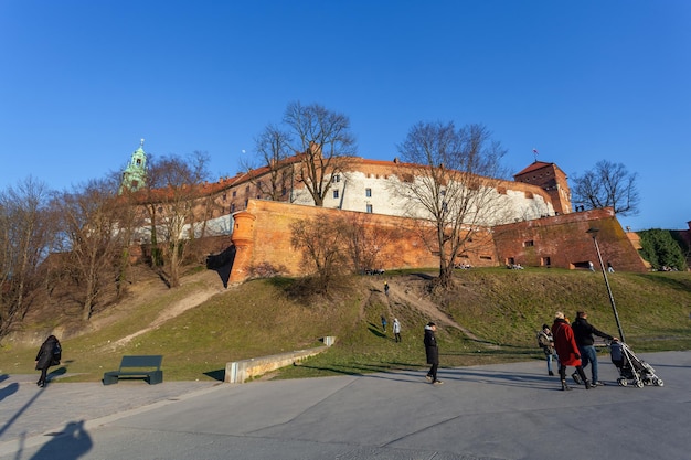 Krakow Poland 14 March 2022 Wawel castle famous landmark in Krakow