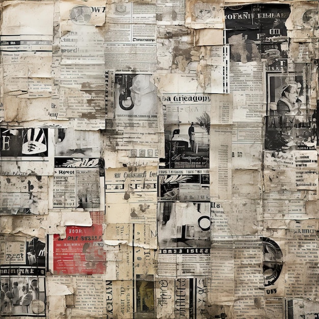 Krant tijdschrift collage achtergrond textuur gescheurde knipstukken schroot papier zwart en wit