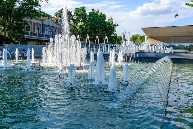 Krasnodar Russia July 2 2023 Fountain on the central street on the summer